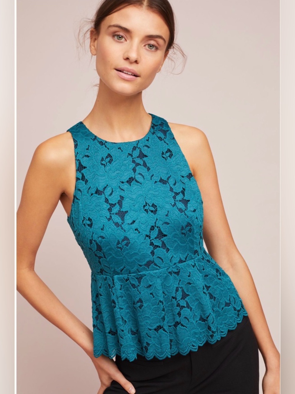NWT Anthropologie Maeve Lace Peplum Blouse Petite Feminine Top - Picture 4 of 7
